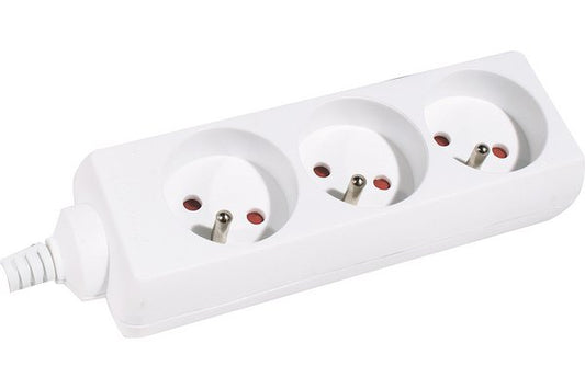 DEXLAN Multiprise 3 prises sans interrupteur blanche - 0,8 m