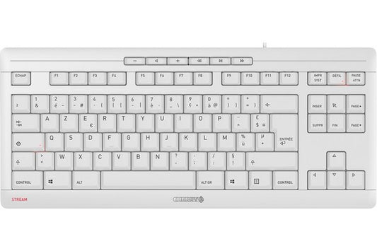 CHERRY Clavier Stream Keyboard TKL compact USB blanc grisé