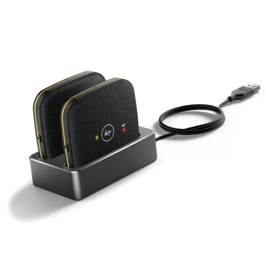 Yealink CPW65 Package 2x CPW65 wireless microphones, 1x charger cradle, 1x 5V/2A power adapter, 1x 1.8m USB cable, 1x WDD60 USB DECT dongle