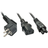 LINDY 2m Schuko to 1x IEC C13 and 1x IEC C5 Y-Power Cable