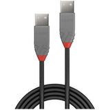 LINDY 1m USB 2.0 Type A Cable Anthra Line USB Type A Male to Male