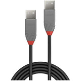 LINDY 2m USB 2.0 Type A Cable Anthra Line USB Type A Male to Male