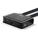 Lindy - Switch KVM 2 ports HDMI 4K60, USB 2.0 & audio, câbles intégrés