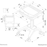 NEOMOUNTS MED-M200 Station de travail mobile médicale 10-17p - ressort à gaz - verrouillable