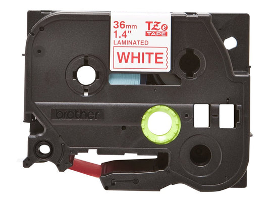 Focus sur BROTHER P-TOUCH TZE-262 rouge sur blanc 36mm