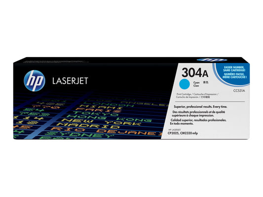 À la loupe : HP 304A original Colour LaserJet Toner cartridge CC531A cyan standard capacity 2.800 pages 1-pack ColorSphere