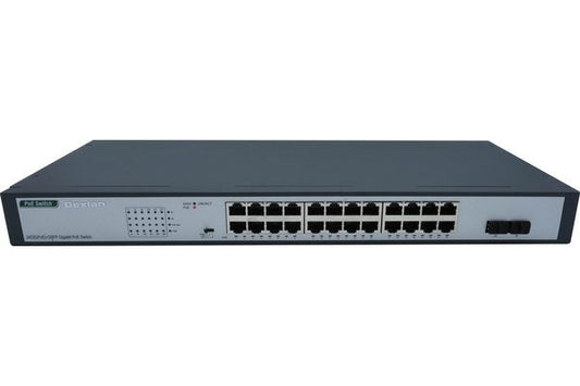 Zoom technique : DEXLAN Switch 24 Ports Gigabit PoE+ Budget 280W & 2 ports fibre SFP