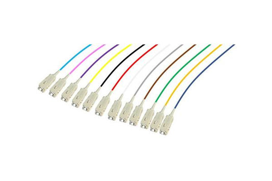 À la loupe : Lot de pigtails OM3 50/125 SC-UPC Low Loss 900µm 12 couleurs 2m