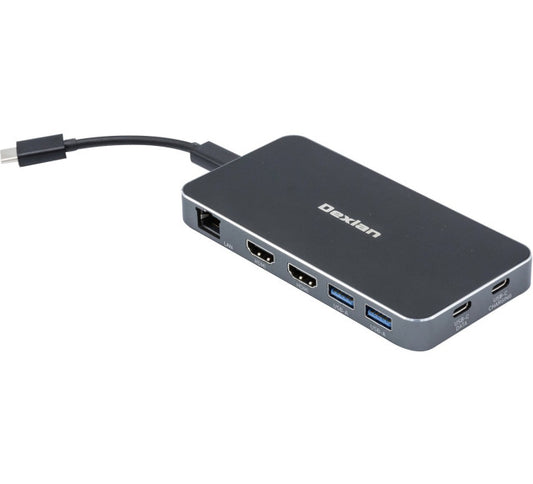 DEXLAN Dock USB-C Dual HDMI 4K LAN 2x USB-A  Power Del. 3.0 100W