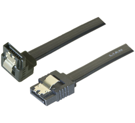 Câble sata 6GB/s coudé bas slim sécurisé (noir) - 50 cm