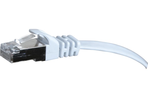 Cordon RJ45 plat catégorie 6 U/FTP snagless blanc - 0,5 m