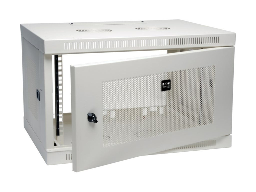 EATON TRIPPLITE 6U Wall Mount Rack Enclosure Server Cabinet Wallmount Doors Sides White Rack cabinet wall mountable white 6U 19