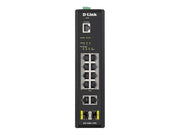 D-LINK 12 Port L2 Industrial Smart Managed Switch with 10 x 1GBaseTX ports 8 PoE 240W and 2 x SFP ports