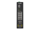 D-LINK 12 Port L2 Industrial Smart Managed Switch with 10 x 1GBaseTX ports 8 PoE 240W and 2 x SFP ports