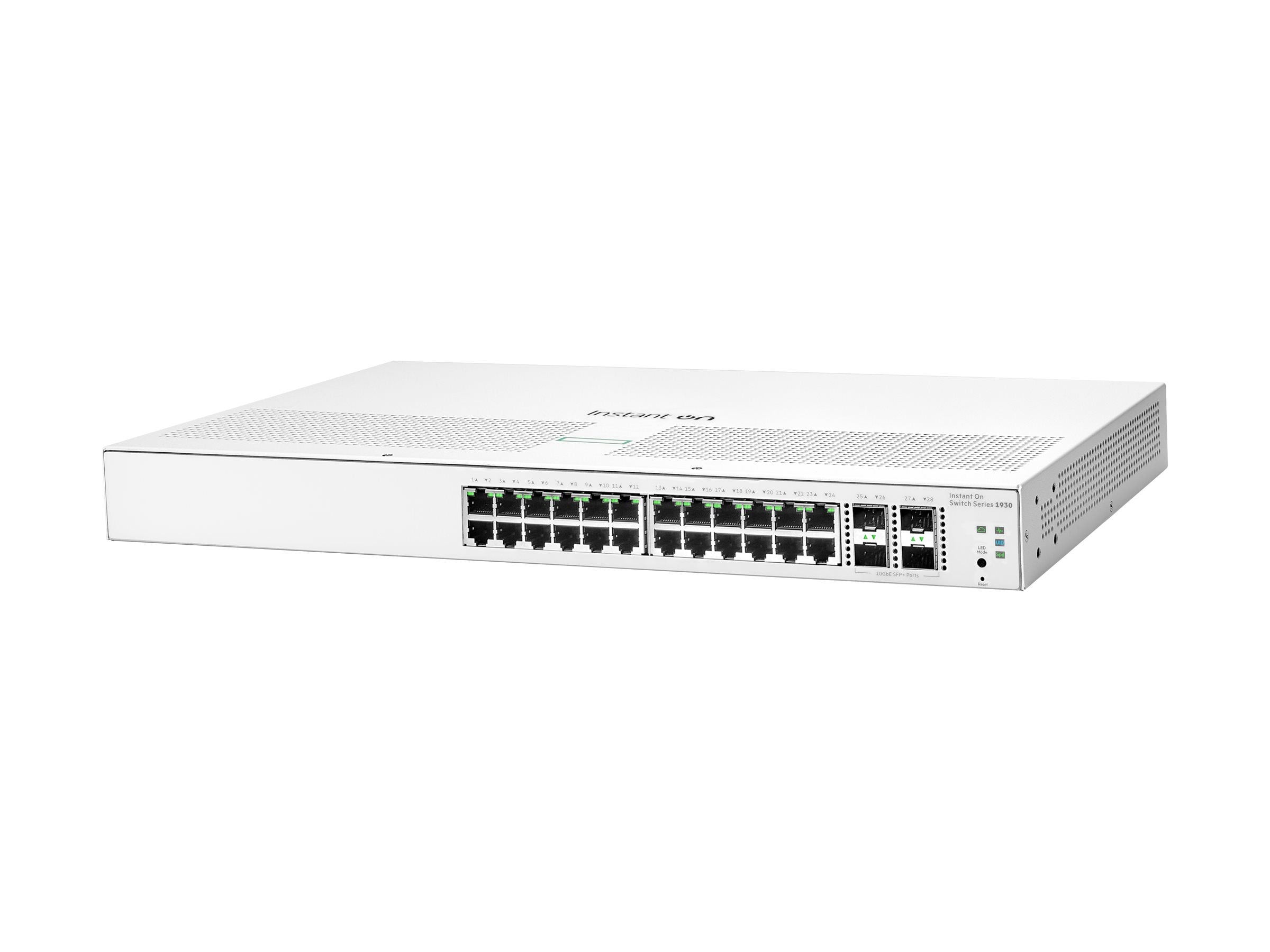 HPE Networking Instant On 1930 24G 4SFP/SFP+ Switch Commutateur C3 Géré 24 x 10/100/1000 + 4 x 1 Gigabit / 10 Gigabit SFP+