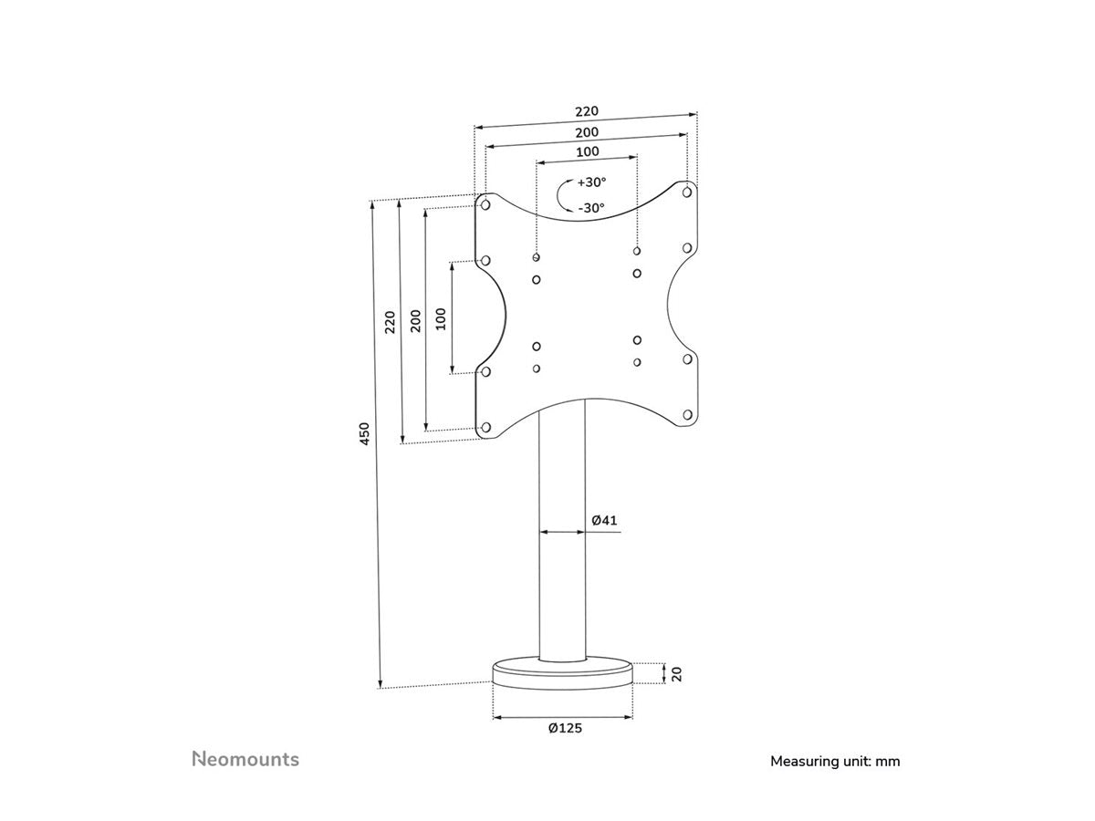 NEOMOUNTS DS42-430BL12 Support de bureau pour écran à poser 23-43p- à visser - pivotant