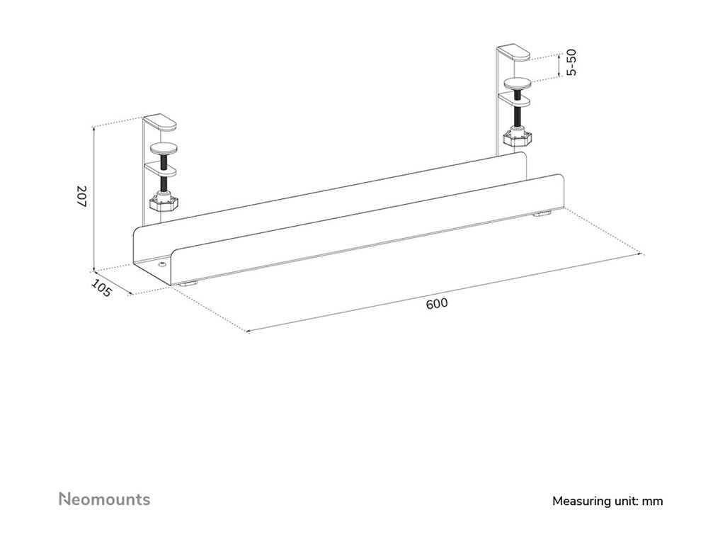 NEOMOUNTS Cable Management Tray max 5kg. clamp-on design universal white