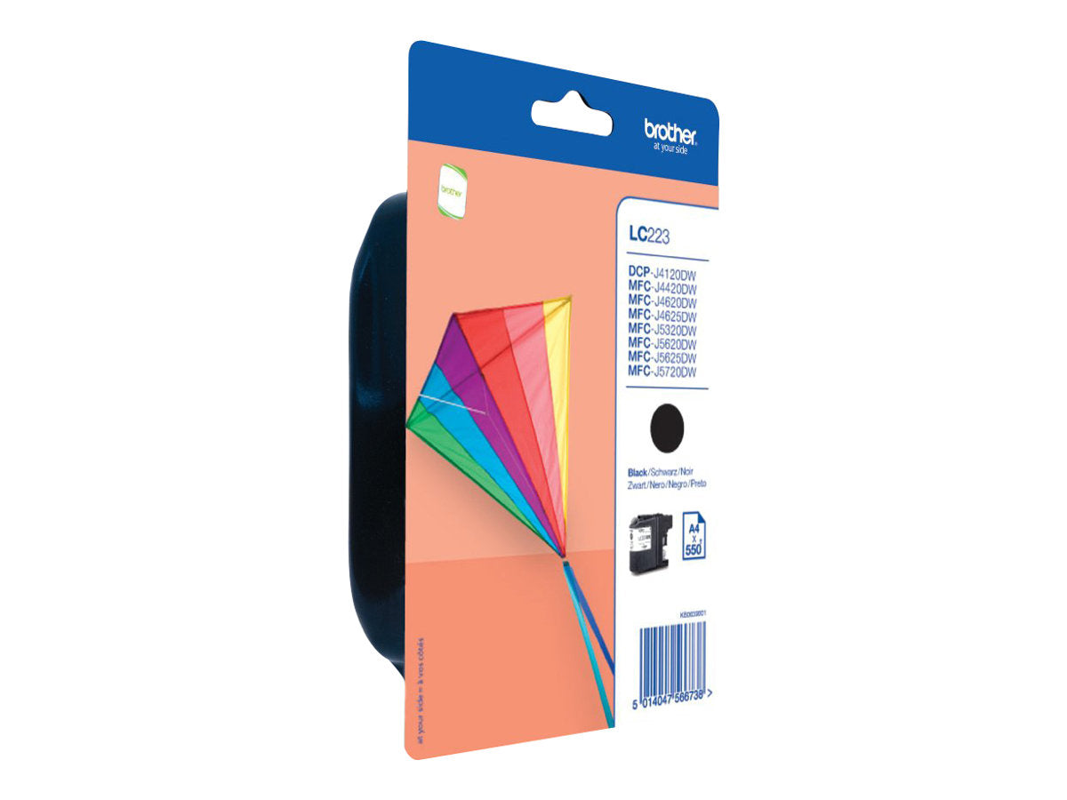 BROTHER LC-223 ink cartridge black standard capacity 550 pages 1-pack blister without alarm