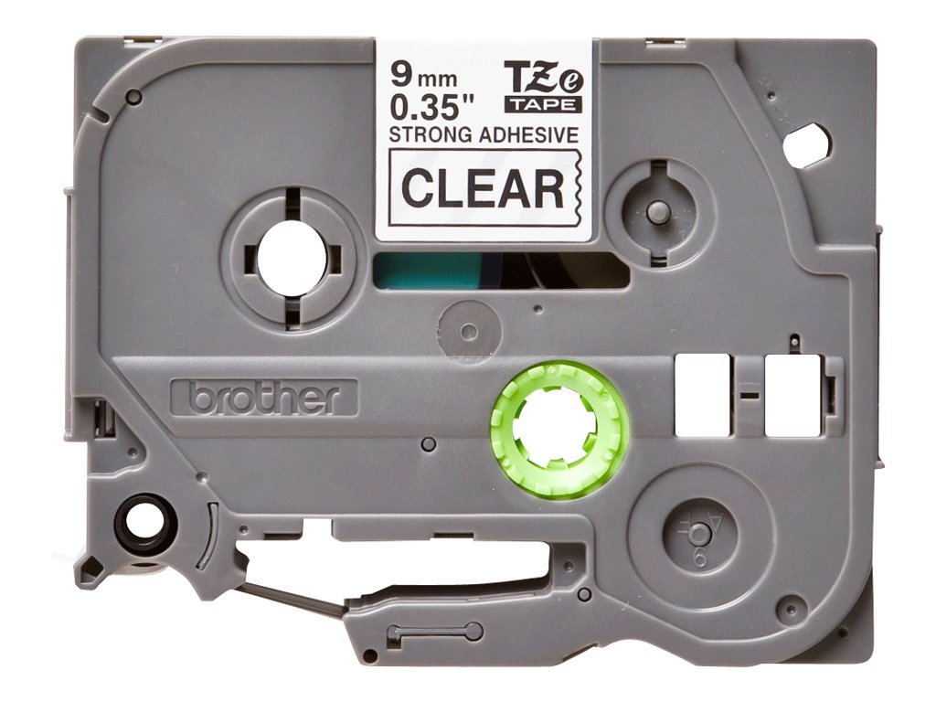 BROTHER P-TOUCH TZE-S121 noir sur clear 9mm extra gluey