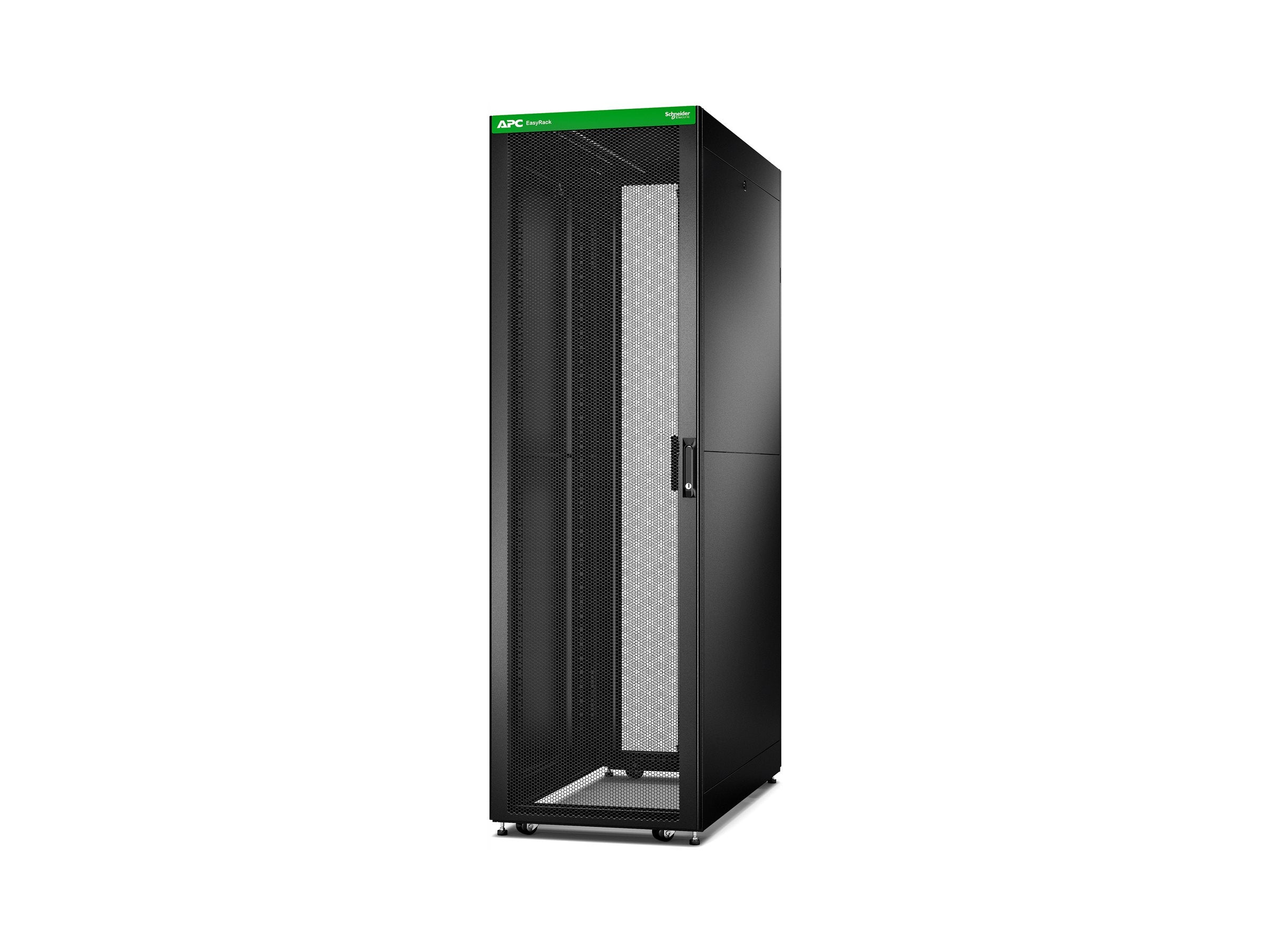 APC Easy Rack 600mm/42U/800mm with Roof Side panel castors feet and 4 Brackets No Bottom black