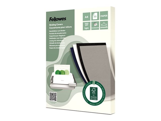 FELLOWES Couvertures de reliure FSC Léger / A4 / 50 unités / Translucide PAQUET DE 50 feuilles