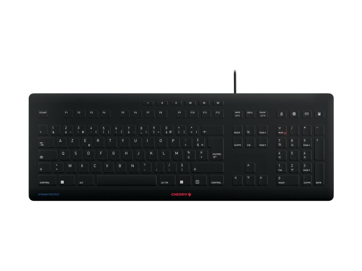 CHERRY Clavier Stream Protect AZERTY USB noir
