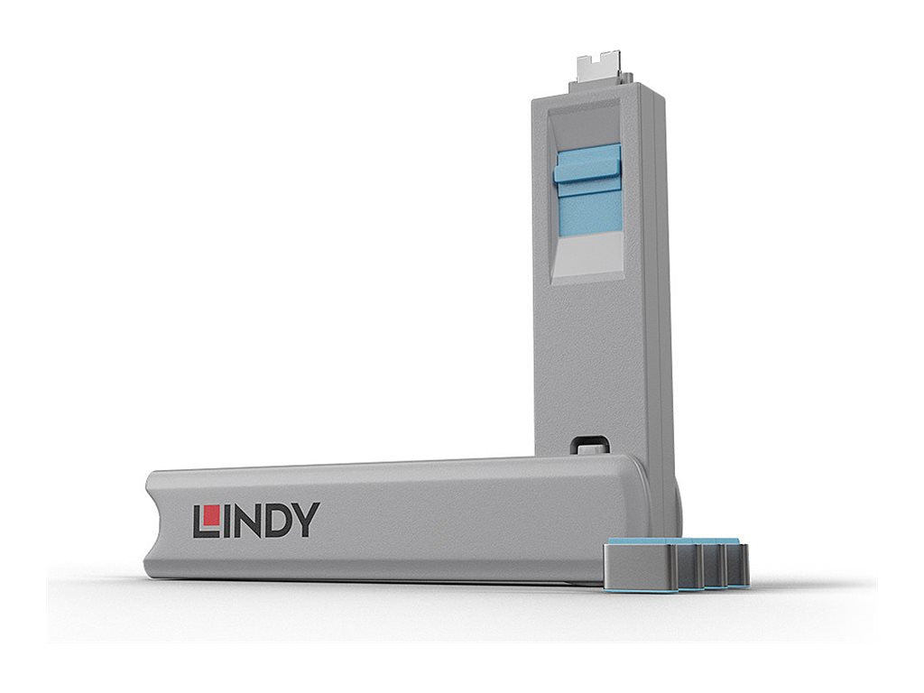 LINDY USB Type C Port Blocker Key - Pack of 4 Blockers Blue