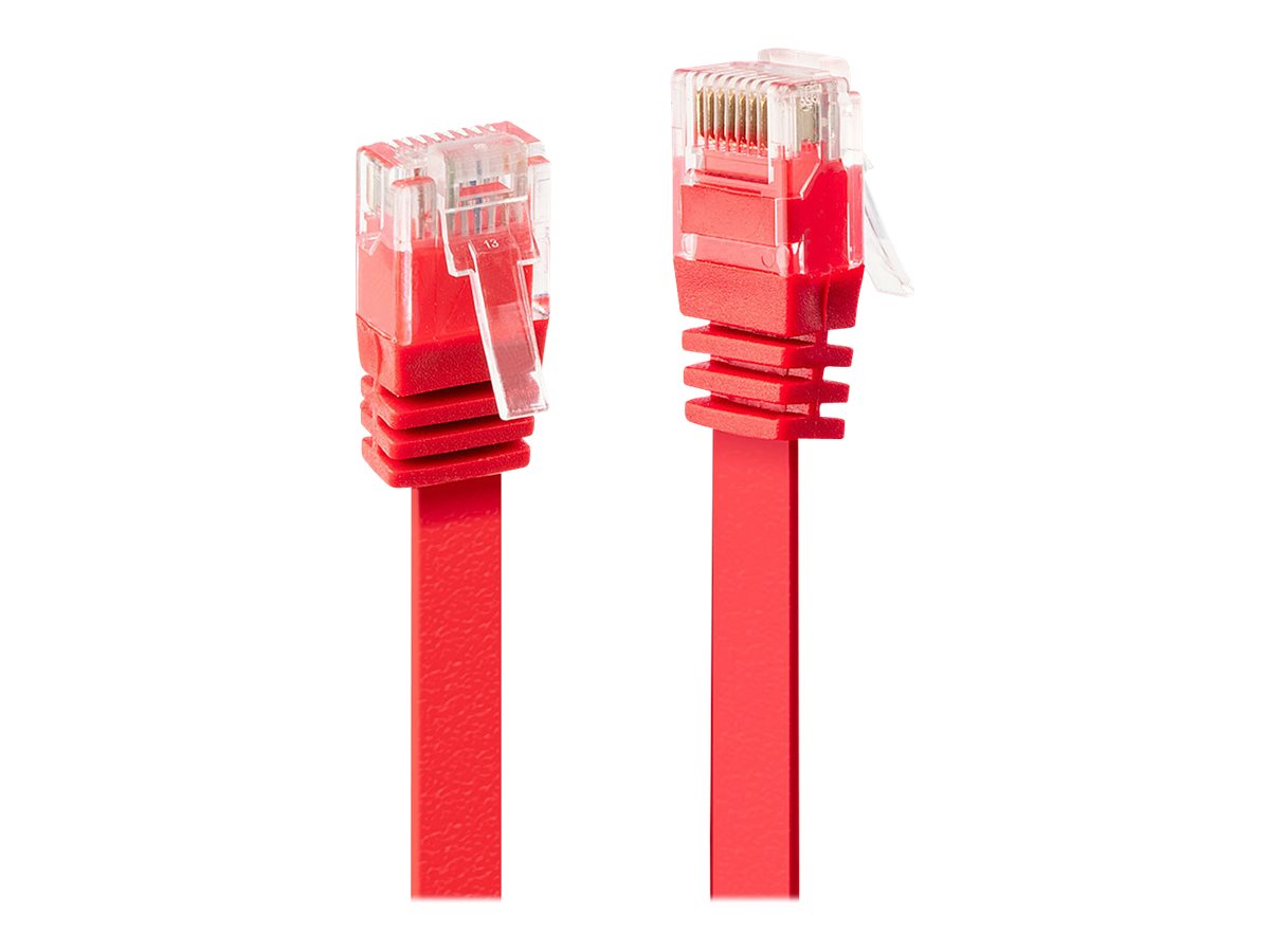 LINDY Cat.6 U/UTP Flat Patch Cable Red 0.3m Without Shielding