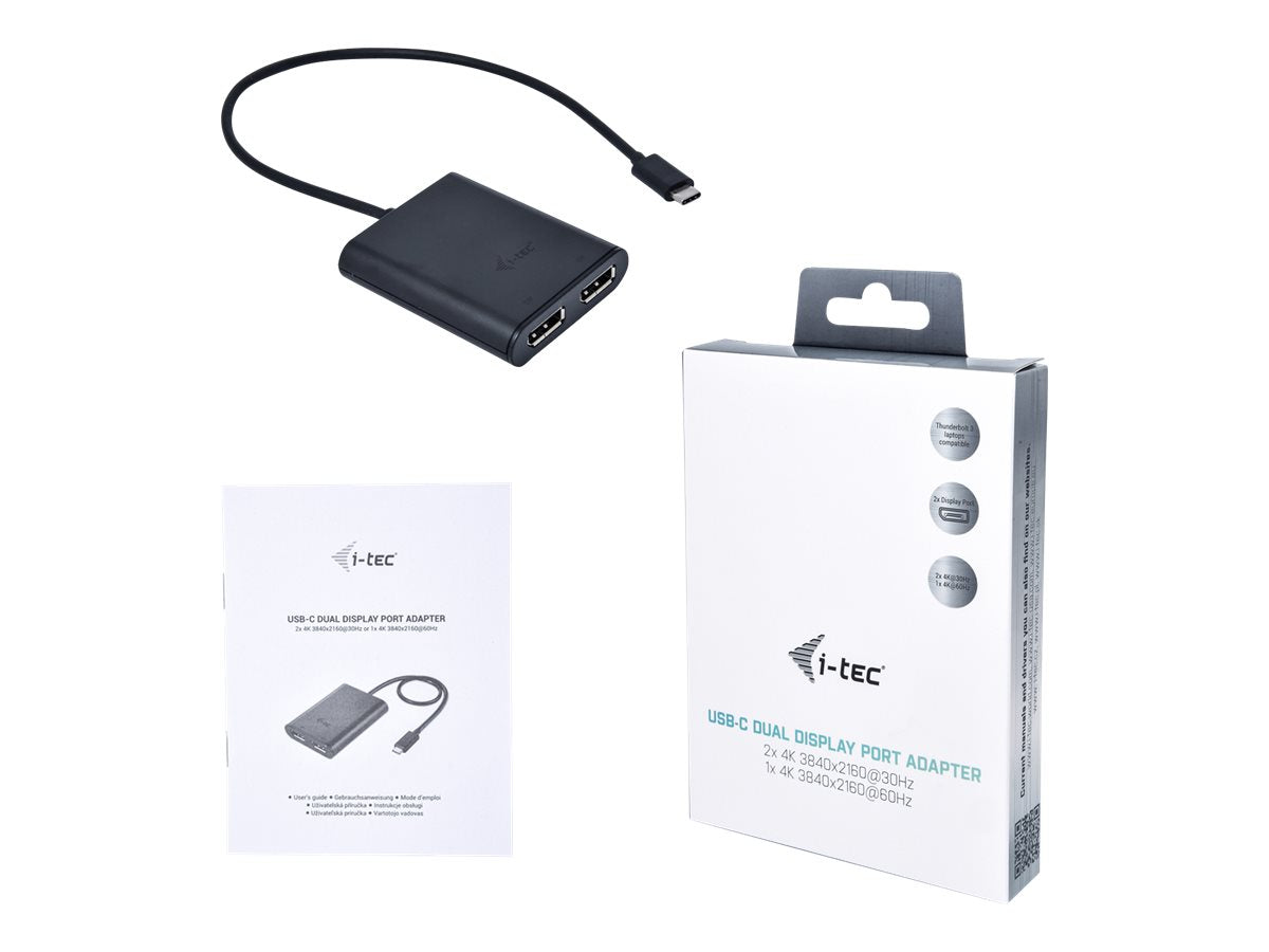 I-TEC USB C to Dual DisplayPort VideoAdapter 2xDisplayPort 4K Ultra HD compatible with Thunderbolt 3