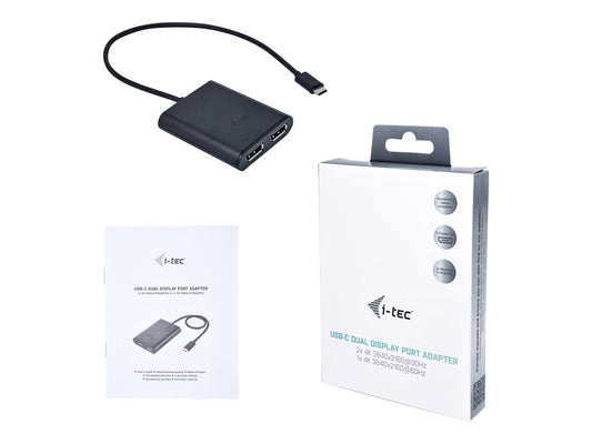 I-TEC USB C to Dual DisplayPort VideoAdapter 2xDisplayPort 4K Ultra HD compatible with Thunderbolt 3
