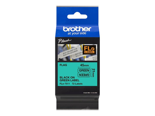 BROTHER FLe-7511 21MMX45MM Black on White Flag Tape for Brother P-touch D800W P900W P950NW