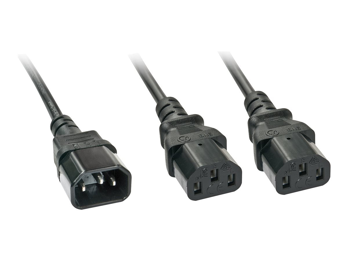 LINDY 2m IEC C14 to 2x IEC C13 Y Extension Cable