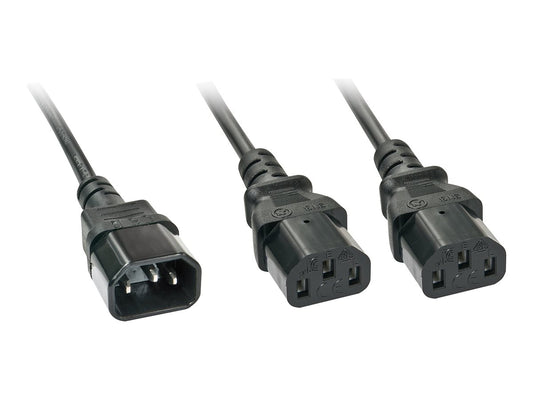 LINDY 2m IEC C14 to 2x IEC C13 Y Extension Cable