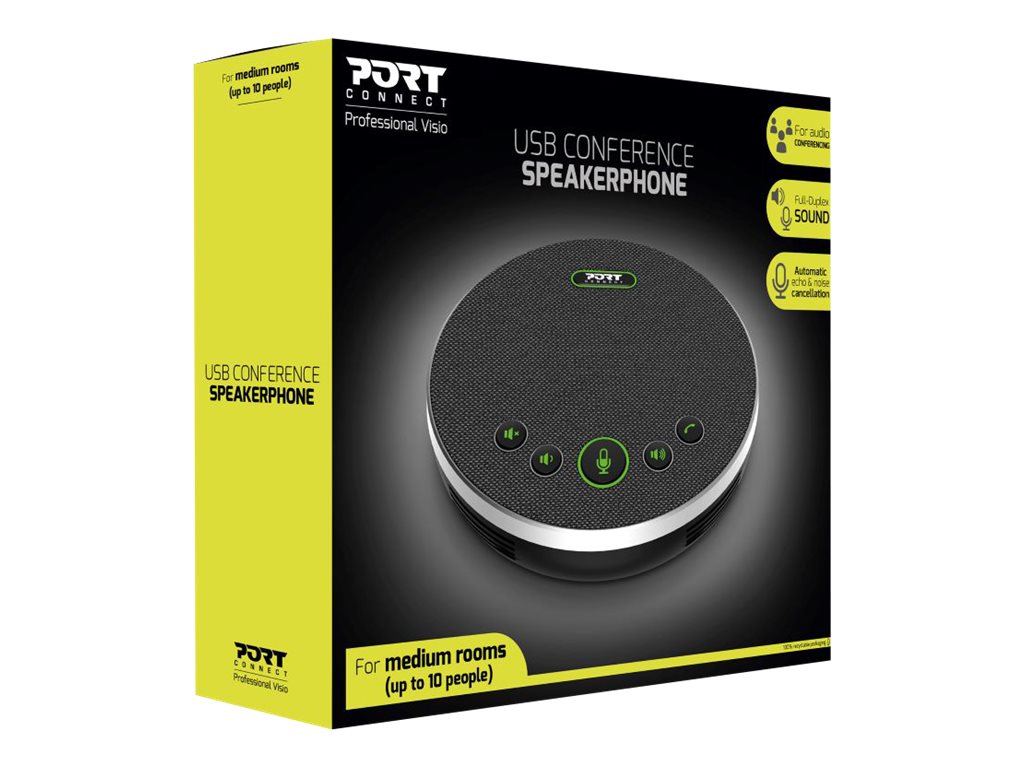 PORT DESIGNS USB Conference Speakerphone Conference Microphone + Speaker Suitable For Small & Medium Sized Rooms Up To 10 People