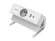 FELLOWES PRISE POUR BUREAU ÉLECTRIQUE TYPE E - BLANC Équipé de 1 x prise de courant 230v 1 x port USB-A 18w max et 1 x port USB-C