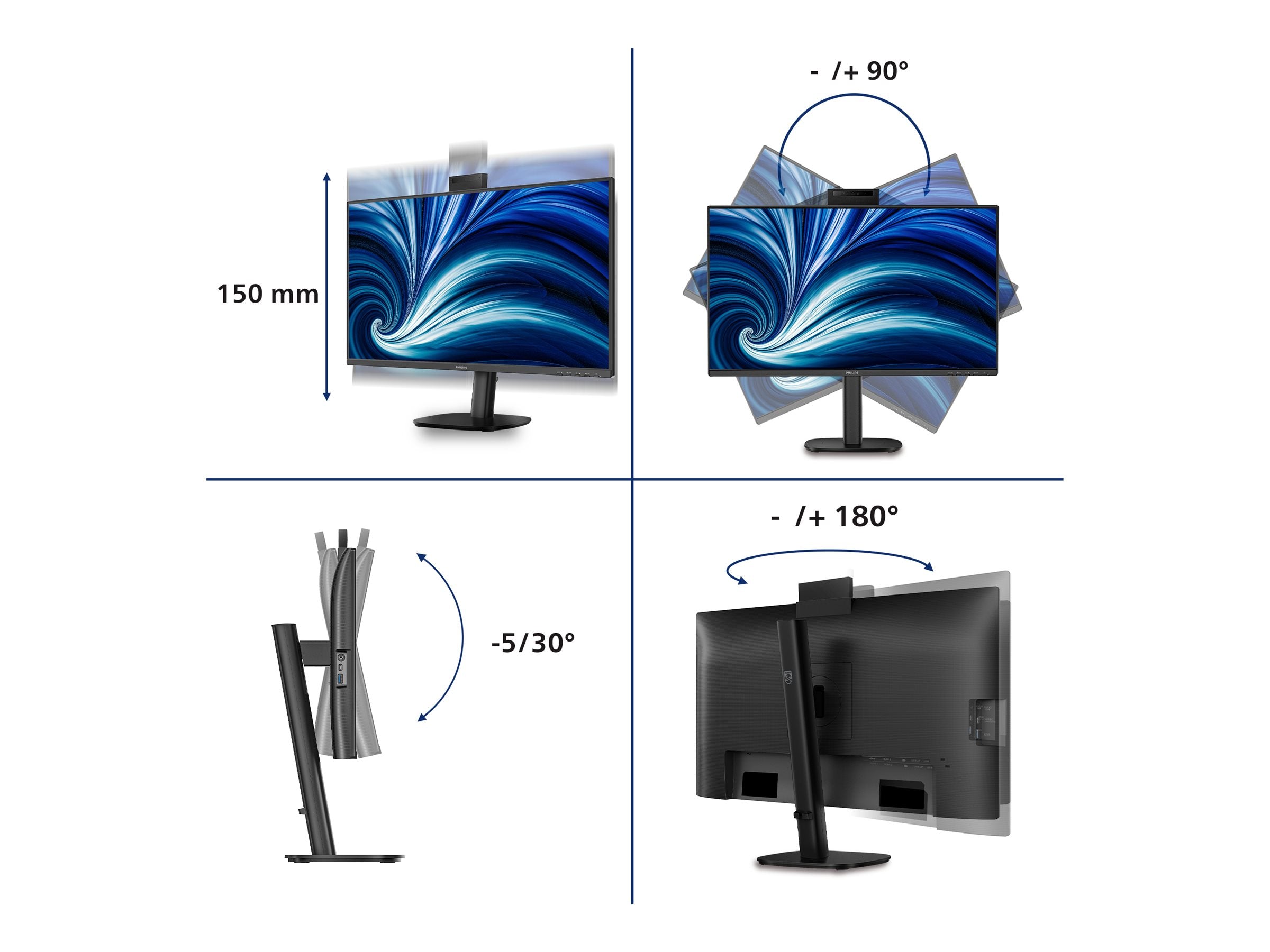 PHILIPS 27p 2560x1440 120Hz IPS Flat H/A 150 MM SoftBlue Technology Smart Link Sync Second Screen Harmony TUV EyeSafe USB