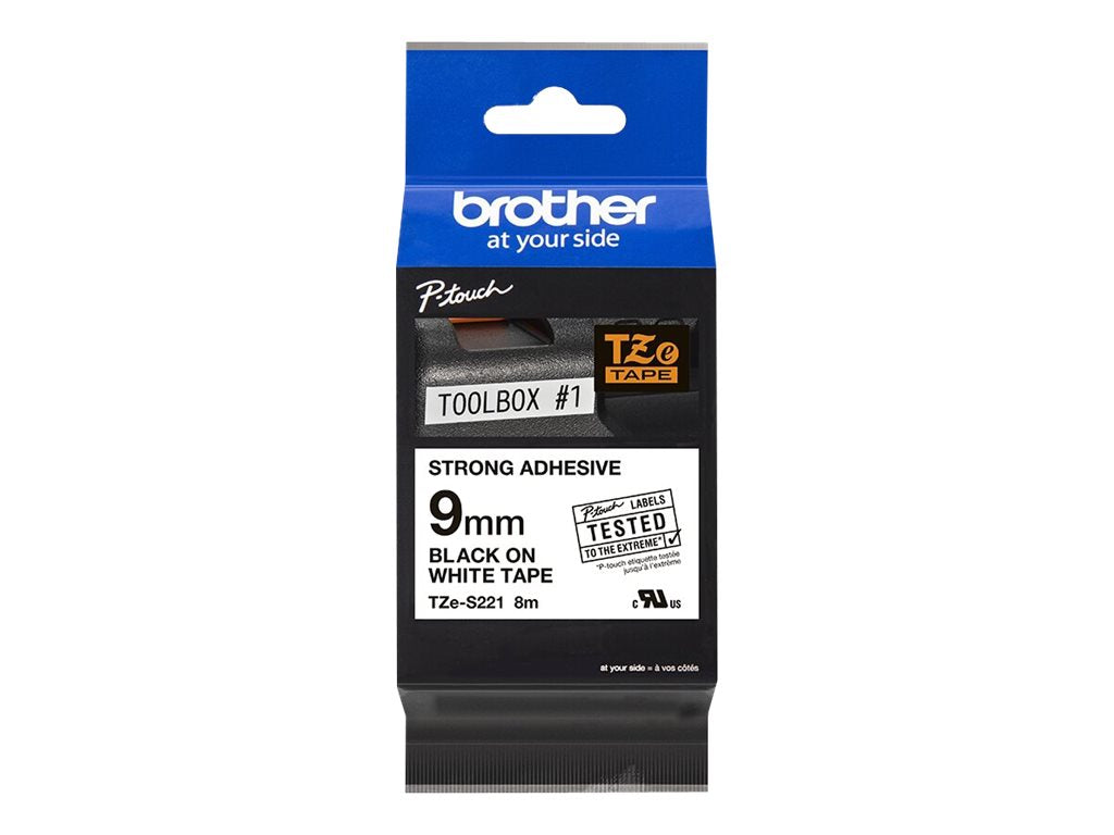 BROTHER P-TOUCH TZE-S221 noir sur blanc 9mm extra gluey