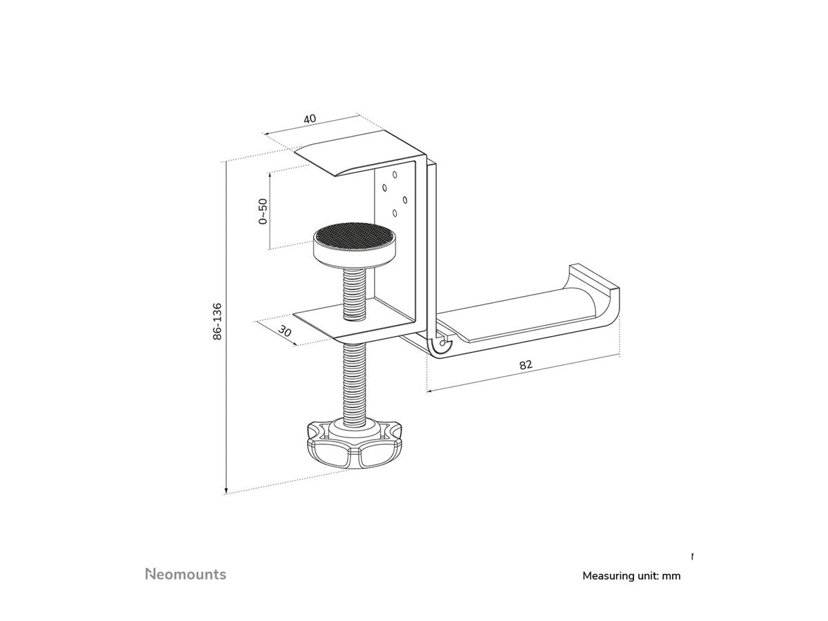 NEOMOUNTS Headphone Holder Clamp mounted aluminum