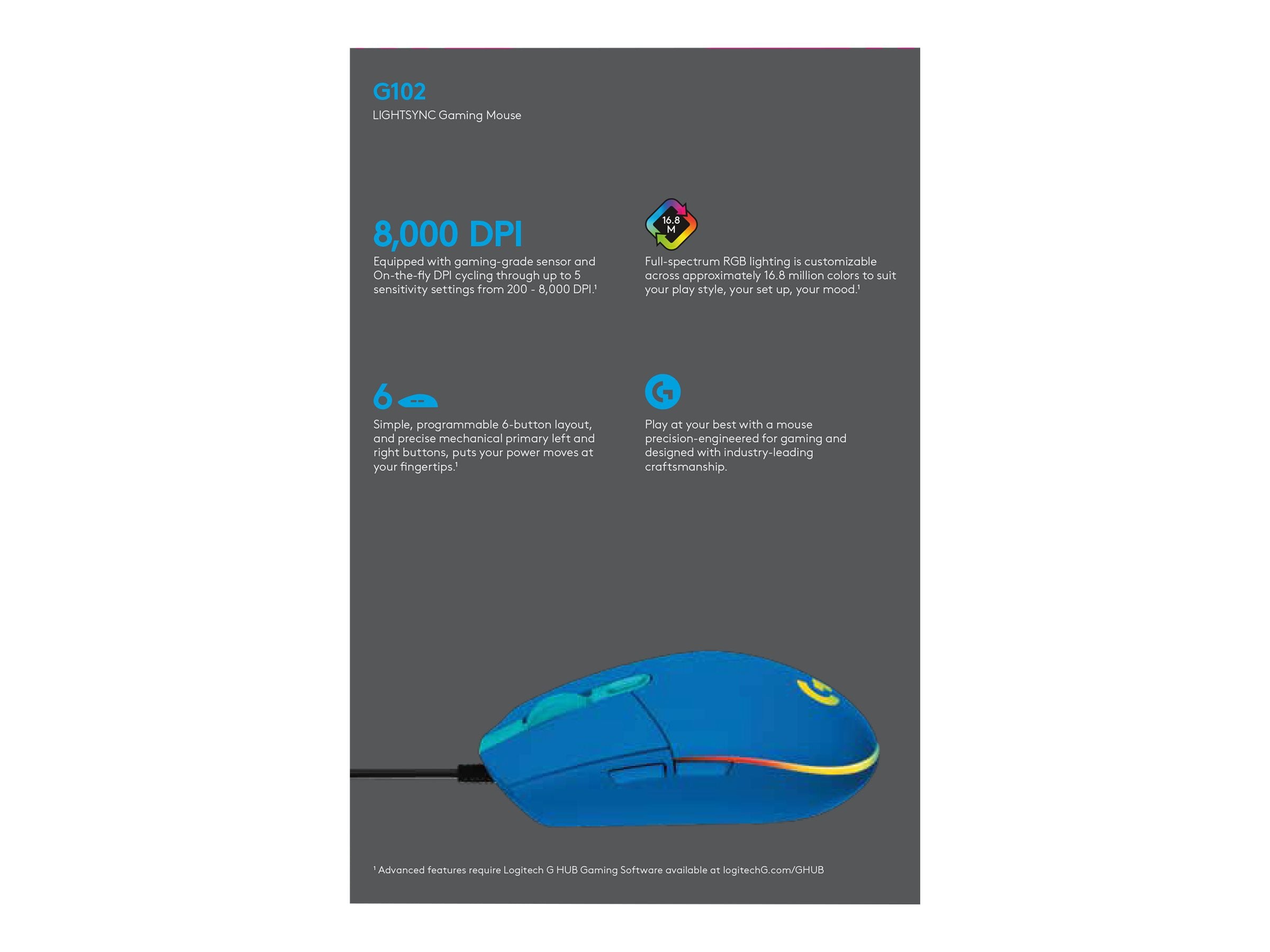 LOGITECH G102 Lightsync Blue EER