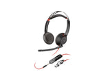 HP Poly Blackwire 5220 Stereo USB-C Headset +3.5mm Plug +USB-C/A Adapter