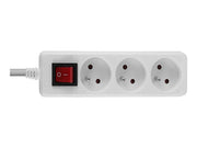 LINDY 3 way Mains Gang Socket with switch FR France