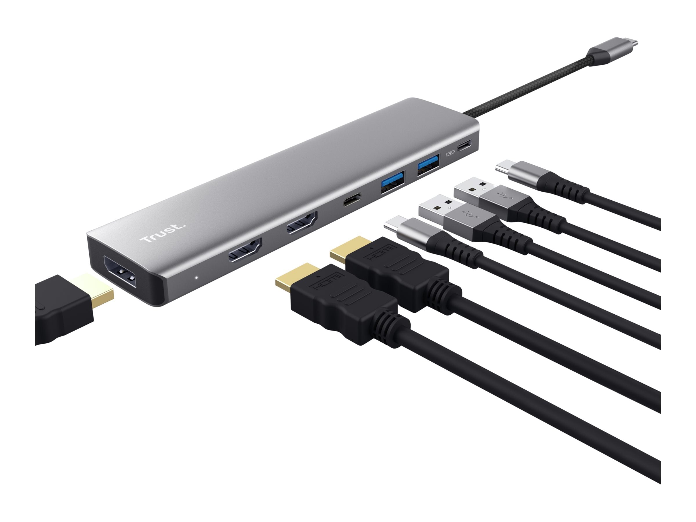 TRUST Adaptateur DALYX USB-C 7 en 1 1 USB-C 2 USB 2 HDMI 1 DisplayPort 1 Ethernet