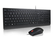 LENOVO Essential Wired Combo - Ensemble clavier et souris - USB - AZERTY - Français - noir - ThinkRed
