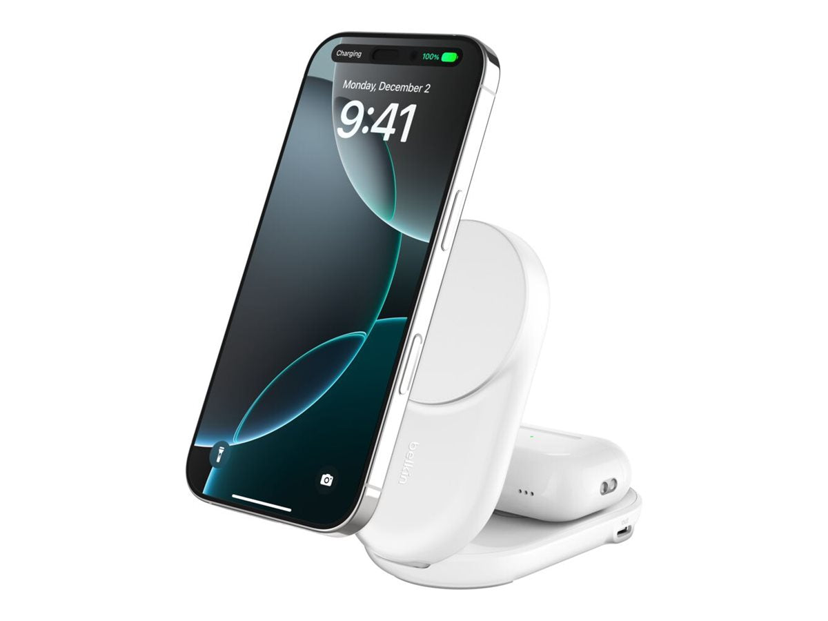 BELKIN UltraCharge 25w Qi2 2in1 Magnetic Charger plus USB-C EU White Round