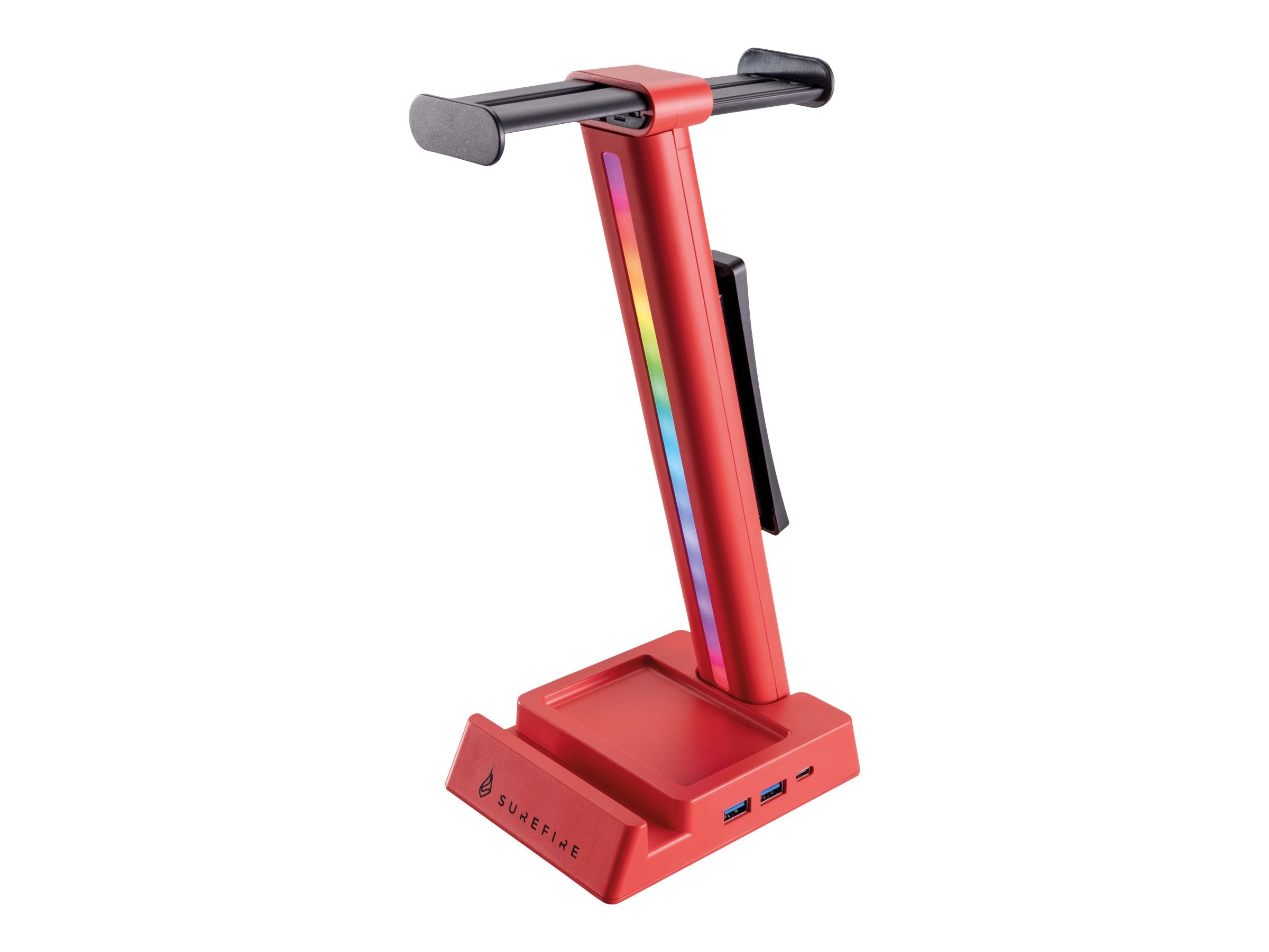 VERBATIM SUREFIRE VINSON N2 DUAL BALANCE GAMING RGB MULTI-FUNCTION HEADSET STAND RED WCF (P)
