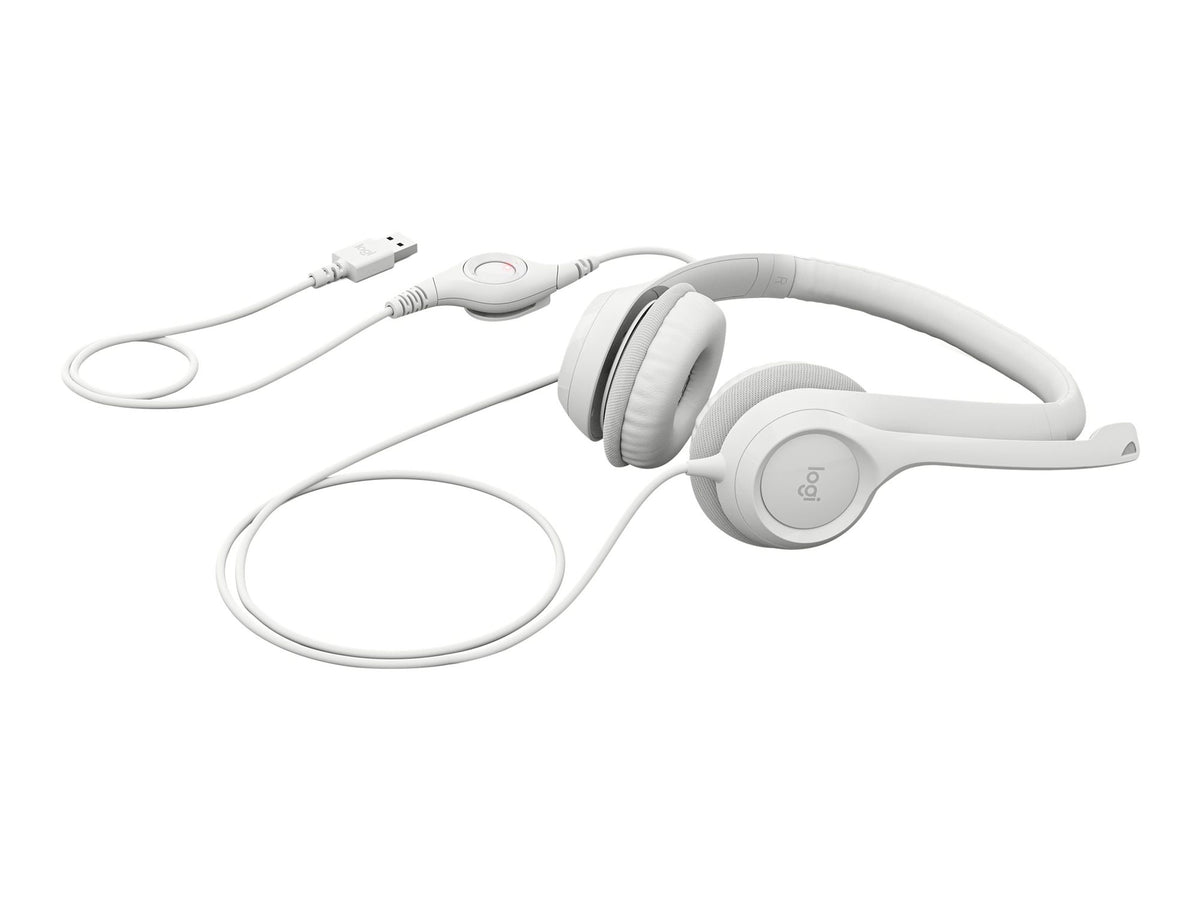 LOGITECH H390 Headset on-ear wired USB-A off-white