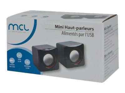 MCL Mini Haut-parleurs 2 x 2W RMS - 120W PMPO alimentés par l USB - Noir