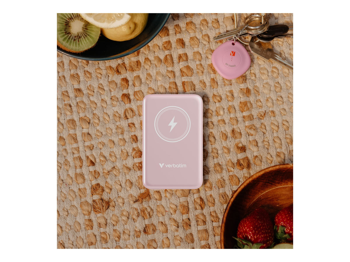VERBATIM CHARGE N GO MAGNETIC WIRELESS POWER BANK 10000 PINK WCF (P)