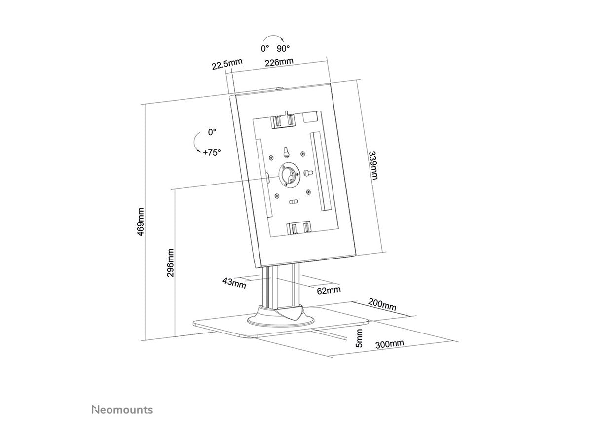 NEOMOUNTS DS15-650WH1 Support de bureau pour tablette 9.7-11p - verrouillable