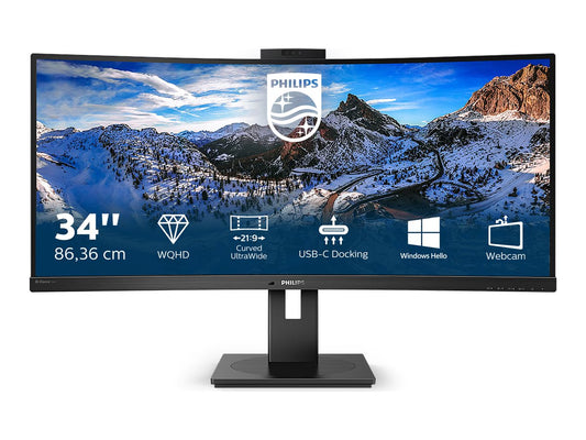 PHILIPS 346P1CRH/00 UWQHD, Curved, 34p, VA, Webcam, 100Hz, 4ms, Adaptive Sync, Docking USB-C, USB-C Port, DP, HDMI, Height adj. HP